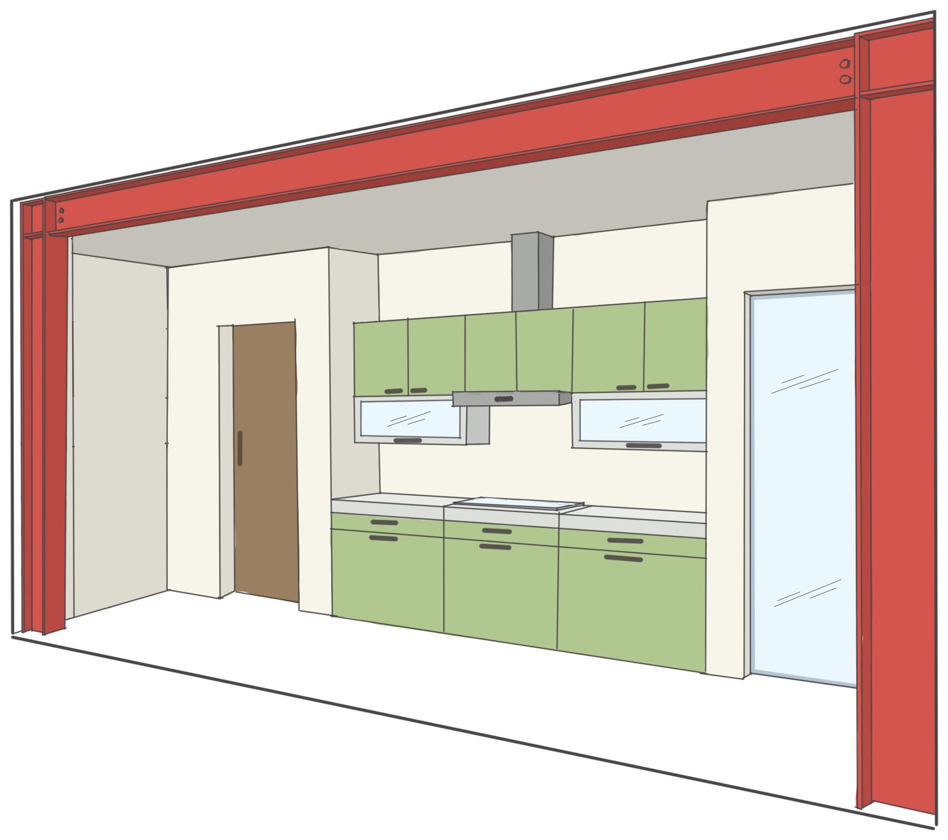 Steel frame design for house extension in Bristol Load bearing wall knock through for kitchen extension, steel frame and wind post design project in Bristol